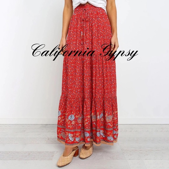 Bohemian Chic Floral Maxi Skirt - Picture 13 of 15